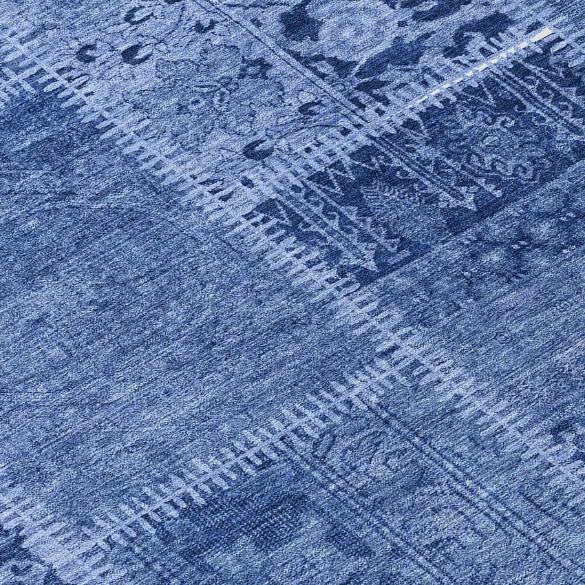 Navy Blue And Denim Blue Patchwork Washable Indoor Outdoor Area Rug Photo 9