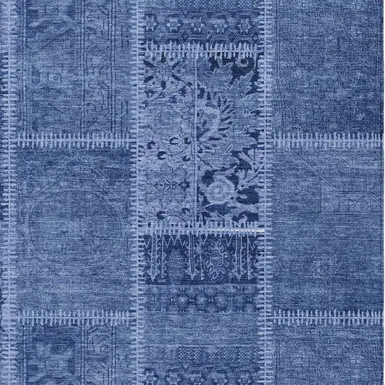 Navy Blue And Denim Blue Patchwork Washable Indoor Outdoor Area Rug Photo 3