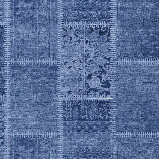 Navy Blue And Denim Blue Patchwork Washable Indoor Outdoor Area Rug Photo 3
