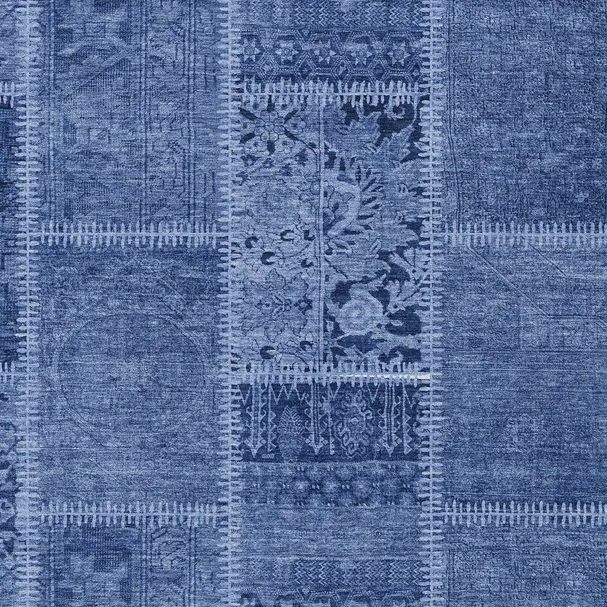 Navy Blue And Denim Blue Patchwork Washable Indoor Outdoor Area Rug Photo 3
