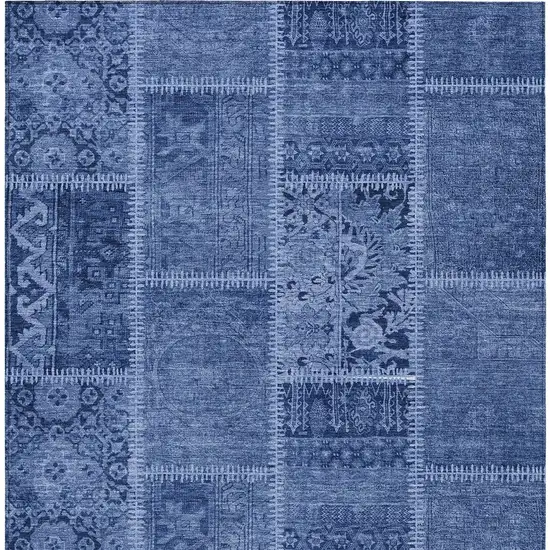 Navy Blue And Denim Blue Patchwork Washable Indoor Outdoor Area Rug Photo 3