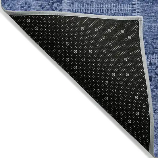 Navy Blue And Denim Blue Patchwork Washable Indoor Outdoor Area Rug Photo 2