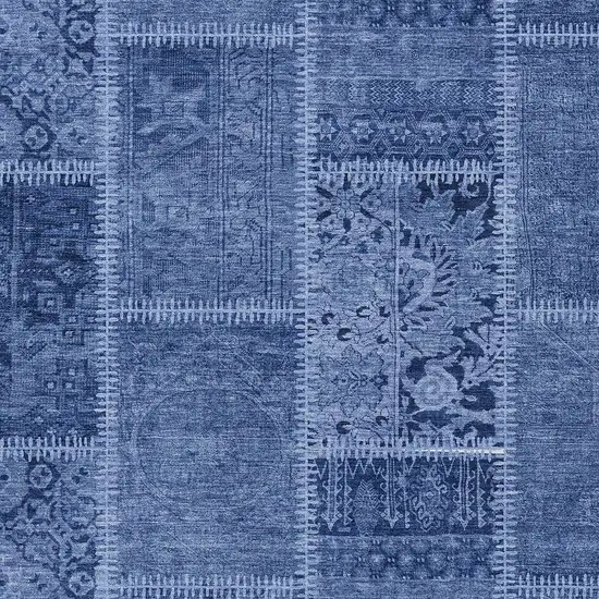 Navy Blue And Denim Blue Patchwork Washable Indoor Outdoor Area Rug Photo 3