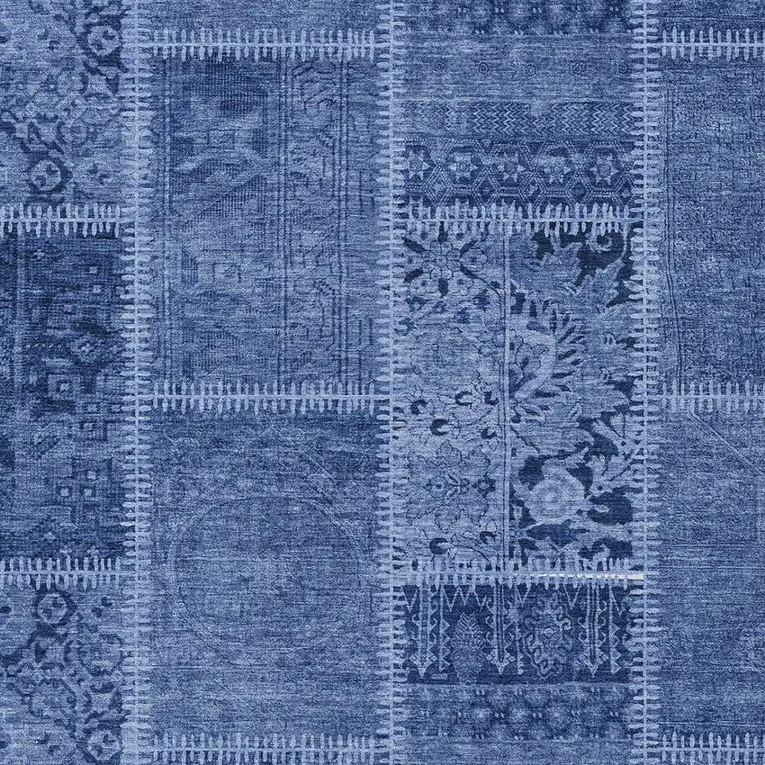 Navy Blue And Denim Blue Patchwork Washable Indoor Outdoor Area Rug Photo 3