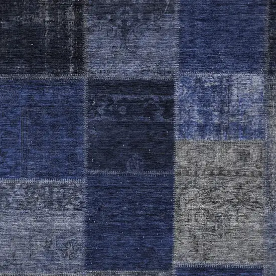 Navy Blue And Denim Blue Patchwork Washable Indoor Outdoor Area Rug Photo 6
