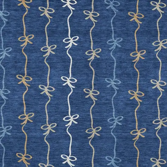 Navy Blue And Denim Blue Southwestern Washable Indoor Outdoor Area Rug Photo 2
