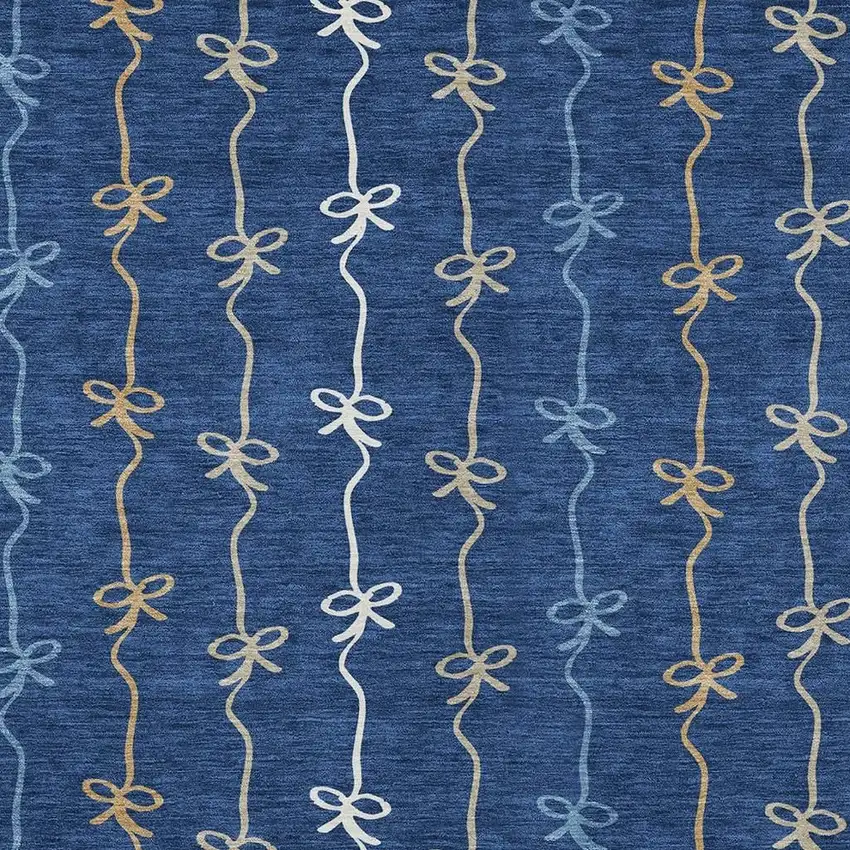 Navy Blue And Denim Blue Southwestern Washable Indoor Outdoor Area Rug Photo 2