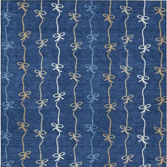 Navy Blue And Denim Blue Southwestern Washable Indoor Outdoor Area Rug Photo 3