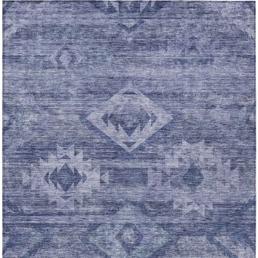 Navy Blue And Denim Blue Southwestern Washable Indoor Outdoor Area Rug Photo 6