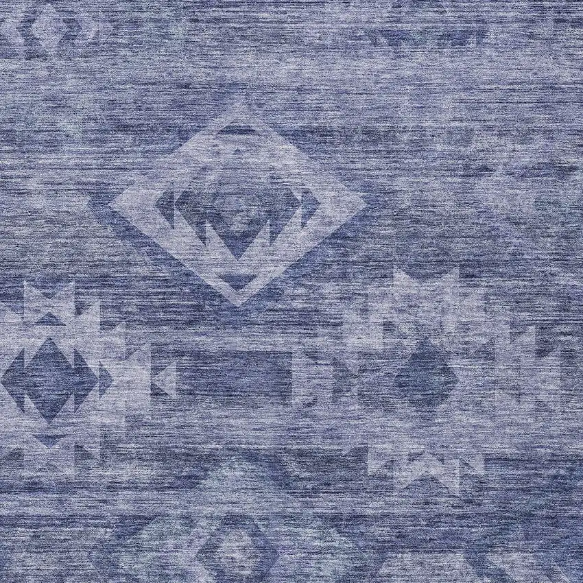 Navy Blue And Denim Blue Southwestern Washable Indoor Outdoor Area Rug Photo 6