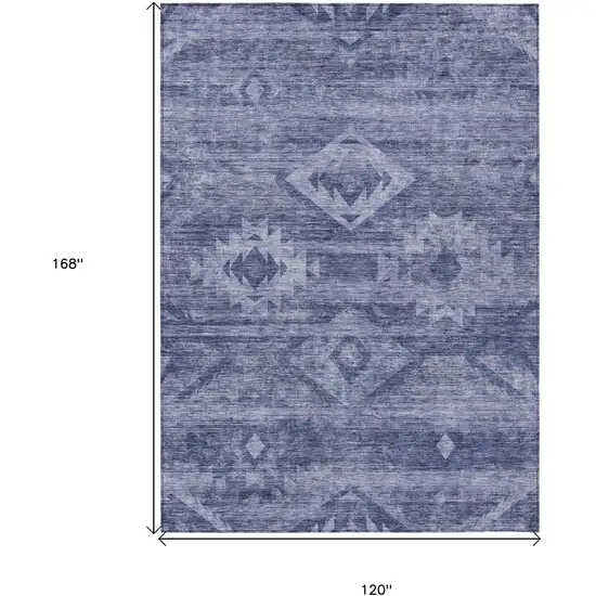 Navy Blue And Denim Blue Southwestern Washable Indoor Outdoor Area Rug Photo 7