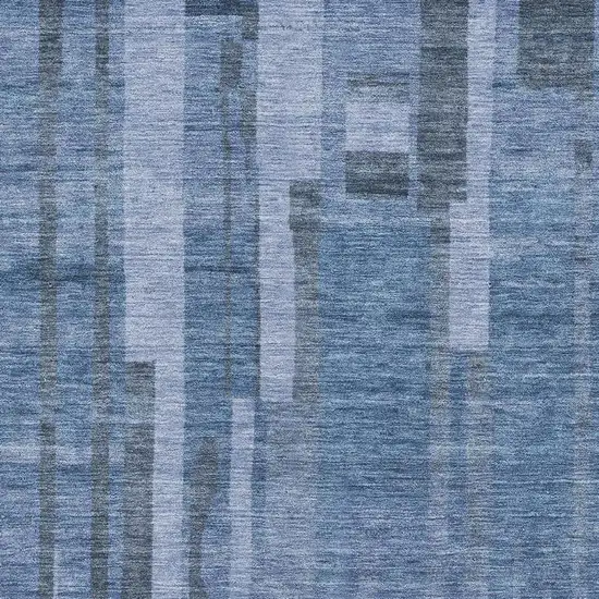 Navy Blue And Denim Blue Striped Washable Area Rug With UV Protection Photo 2