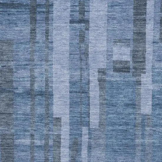 Navy Blue And Denim Blue Striped Washable Area Rug With UV Protection Photo 3