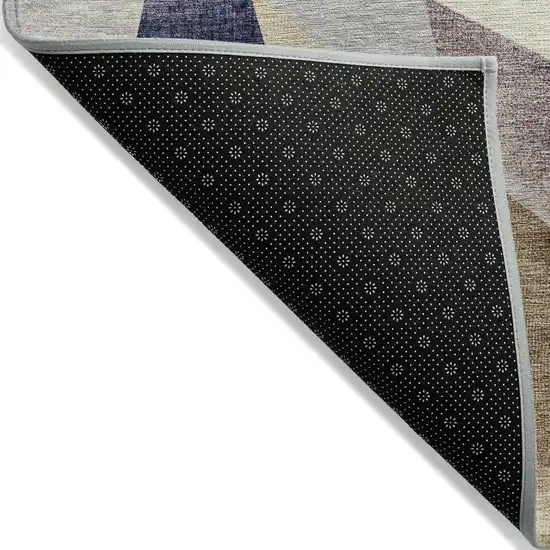 Navy Blue And Gold Abstract Washable Indoor Outdoor Area Rug Photo 3