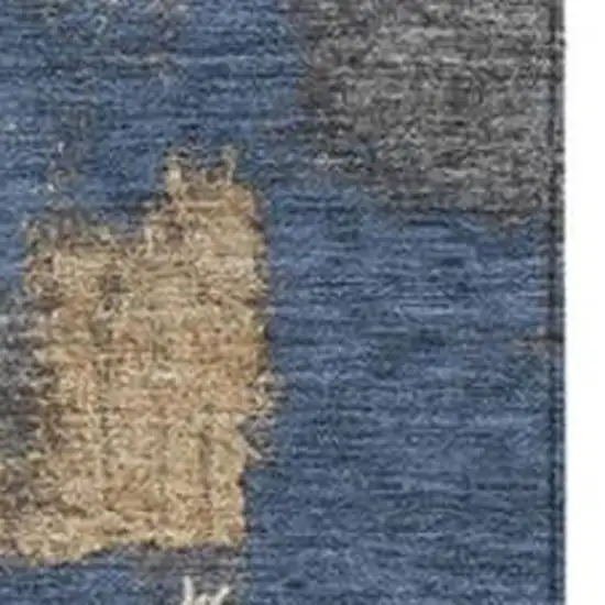 Navy Blue And Gold Abstract Washable Indoor Outdoor Area Rug Photo 3