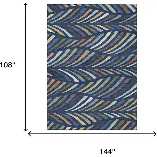 Navy Blue And Gold Abstract Washable Indoor Outdoor Area Rug Photo 6