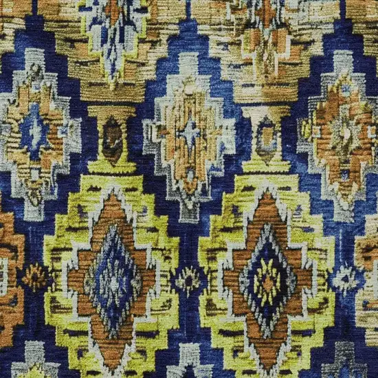 Navy Blue And Gold Aztec Washable Indoor Outdoor Area Rug Photo 3