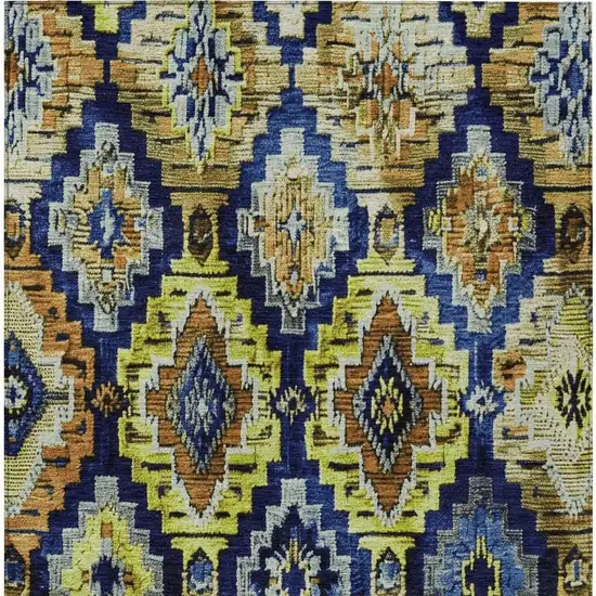 Navy Blue And Gold Aztec Washable Indoor Outdoor Area Rug Photo 4