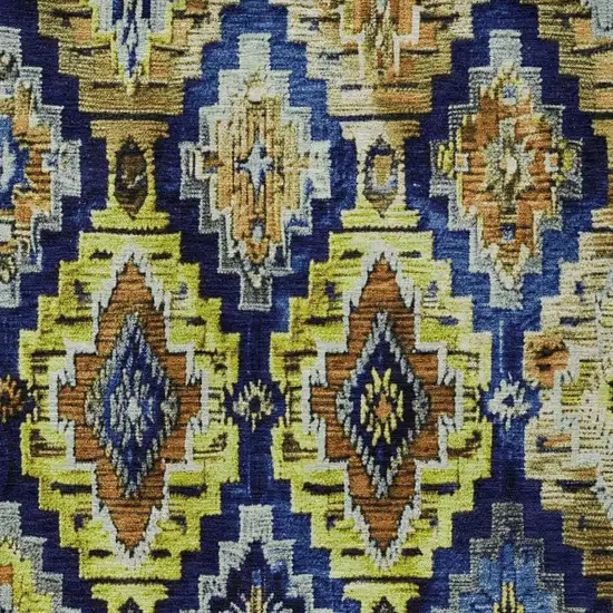 Navy Blue And Gold Aztec Washable Indoor Outdoor Area Rug Photo 4