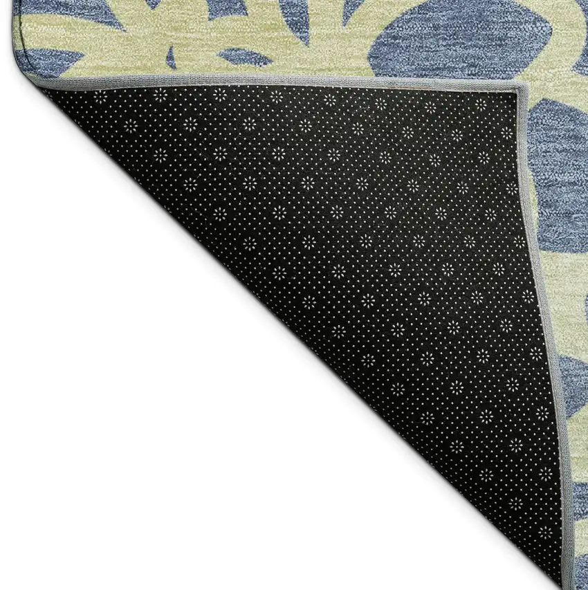 Navy Blue And Gold Botanical Leaves Washable Indoor Outdoor Area Rug Photo 9