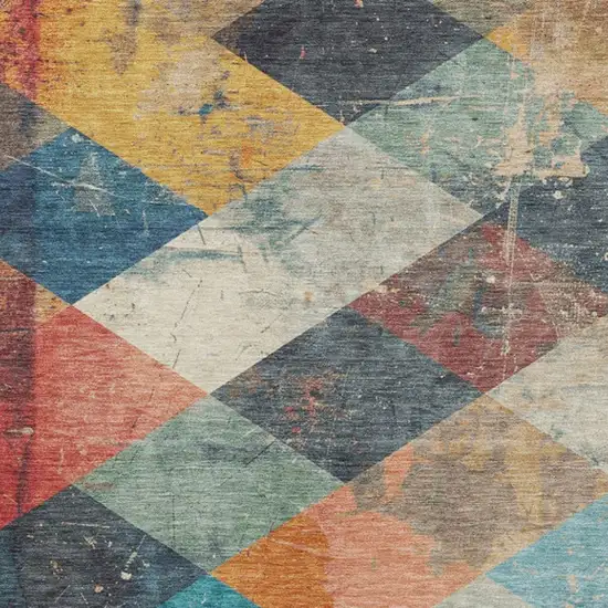 Navy Blue And Gold Geometric Washable Indoor Outdoor Area Rug Photo 3