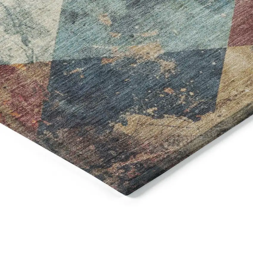 Navy Blue And Gold Geometric Washable Indoor Outdoor Area Rug Photo 8