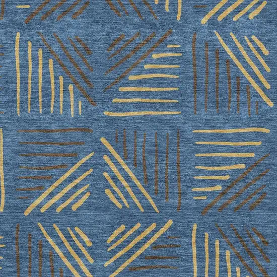Navy Blue And Gold Geometric Washable Indoor Outdoor Area Rug Photo 2