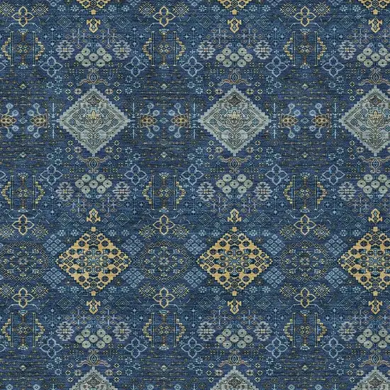 Navy Blue And Gold Geometric Washable Indoor Outdoor Area Rug Photo 2