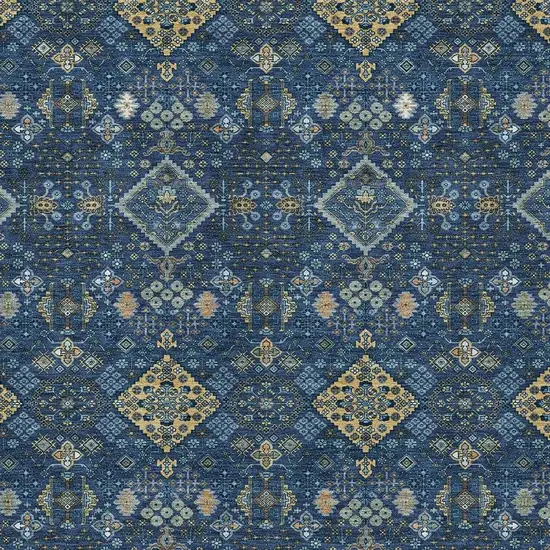 Navy Blue And Gold Geometric Washable Indoor Outdoor Area Rug Photo 2
