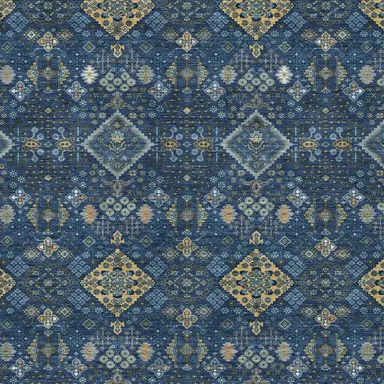 Navy Blue And Gold Geometric Washable Indoor Outdoor Area Rug Photo 2