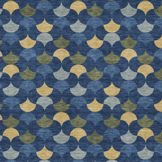 Navy Blue And Gold Geometric Washable Indoor Outdoor Area Rug Photo 3