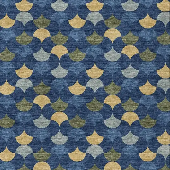 Navy Blue And Gold Geometric Washable Indoor Outdoor Area Rug Photo 3