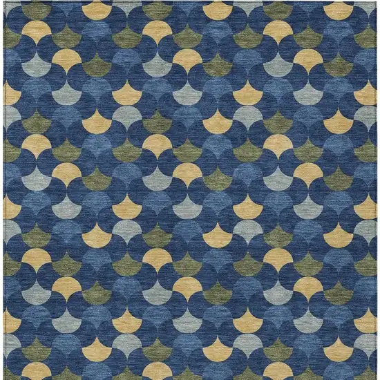Navy Blue And Gold Geometric Washable Indoor Outdoor Area Rug Photo 4