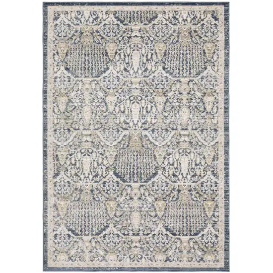 Navy Blue And Gold Oriental Area Rug Photo 2