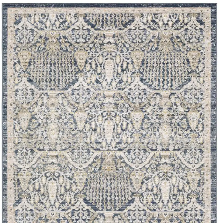 Navy Blue And Gold Oriental Area Rug Photo 4