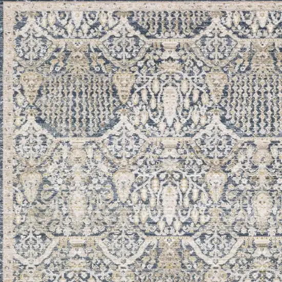 Navy Blue And Gold Oriental Area Rug Photo 3