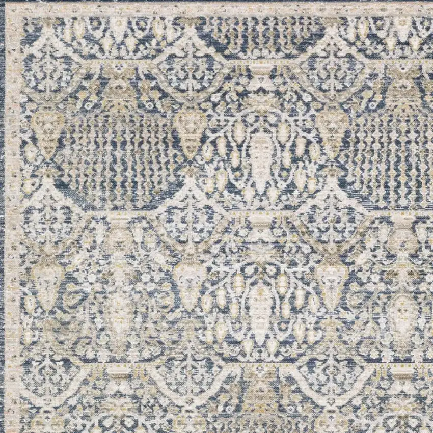 Navy Blue And Gold Oriental Area Rug Photo 3