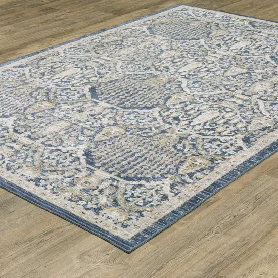 Navy Blue And Gold Oriental Area Rug Photo 8