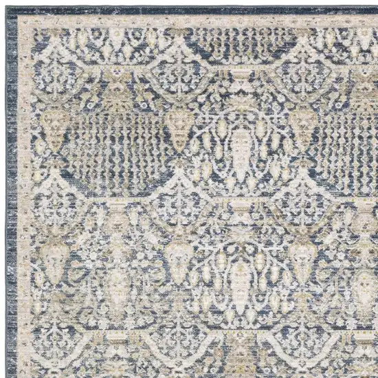 Navy Blue And Gold Oriental Area Rug Photo 3