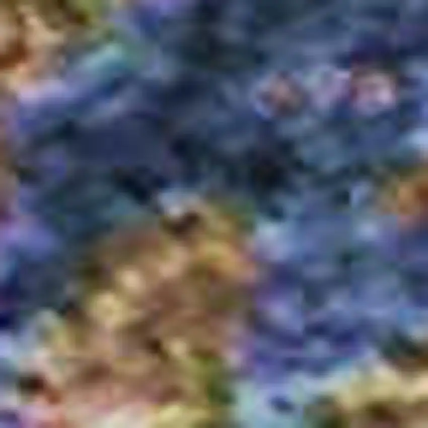 Navy Blue And Gold Oriental Washable Area Rug With UV Protection Photo 2