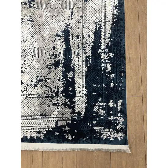 Navy Blue And Gray Abstract Area Rug Photo 7