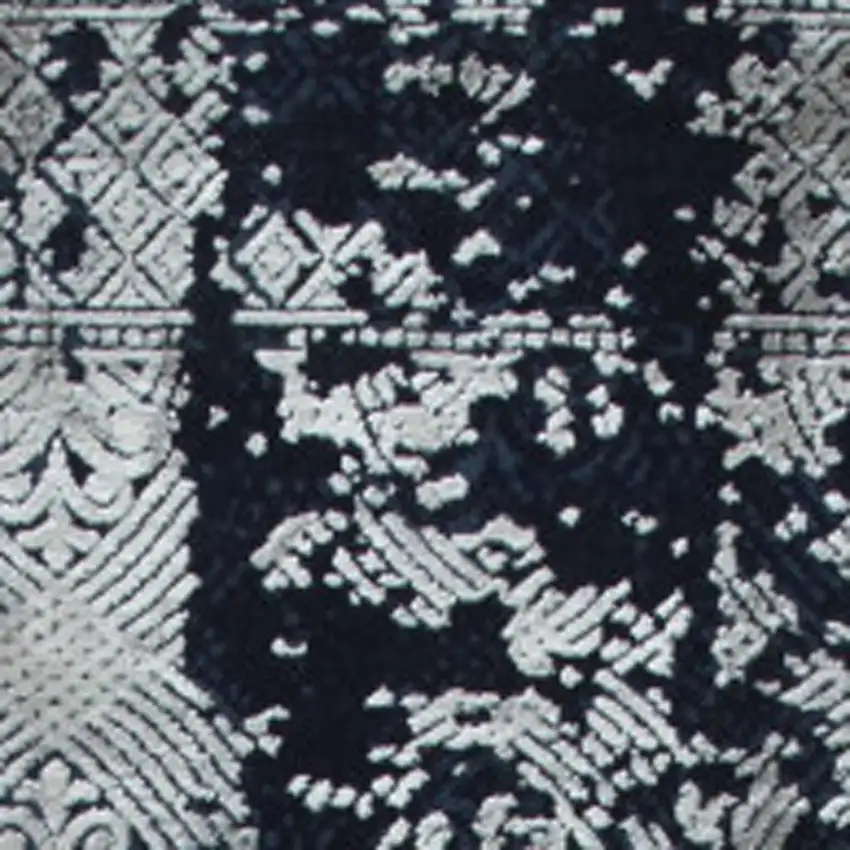 Navy Blue And Gray Abstract Area Rug Photo 3