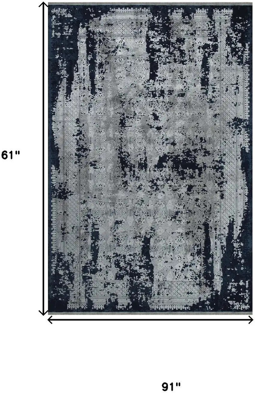 Navy Blue And Gray Abstract Area Rug Photo 9