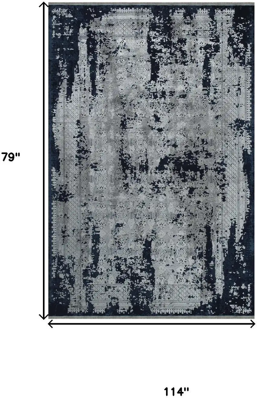 Navy Blue And Gray Abstract Area Rug Photo 9