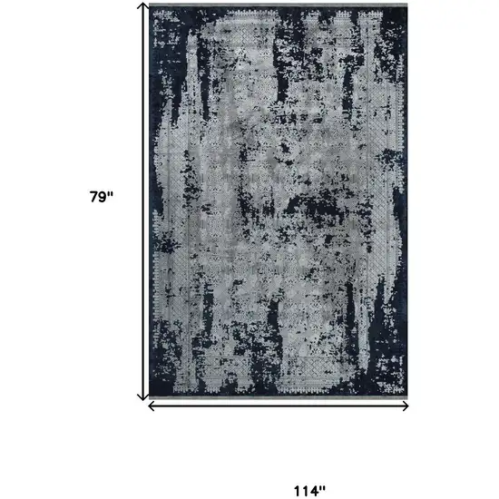 Navy Blue And Gray Abstract Area Rug Photo 9