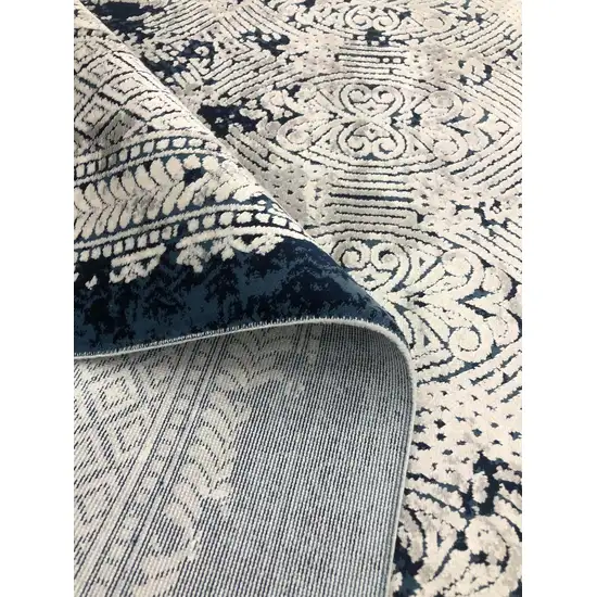 Navy Blue And Gray Abstract Area Rug Photo 8