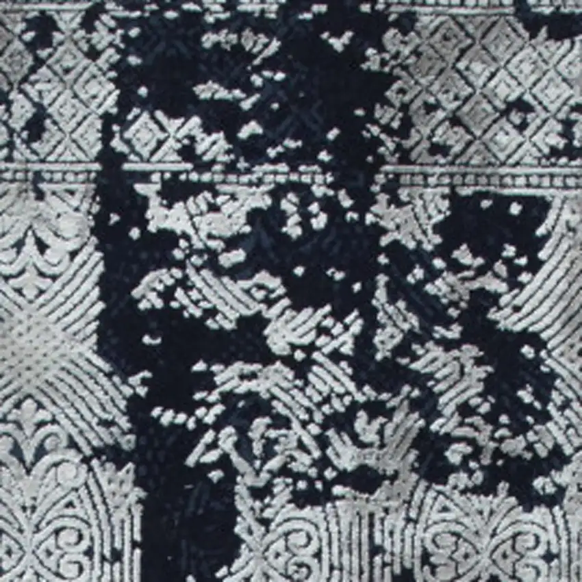 Navy Blue And Gray Abstract Area Rug Photo 4