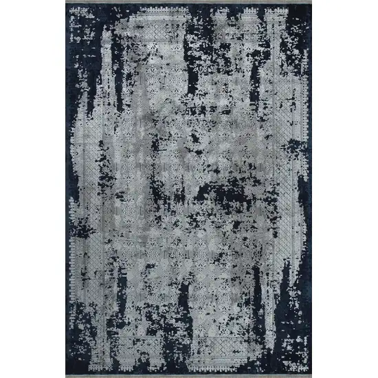 Navy Blue And Gray Abstract Area Rug Photo 2