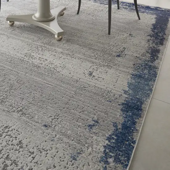 Navy Blue And Gray Abstract Distressed Area Rug Photo 8
