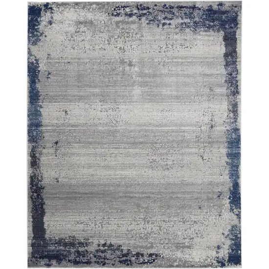 Navy Blue And Gray Abstract Distressed Area Rug Photo 2
